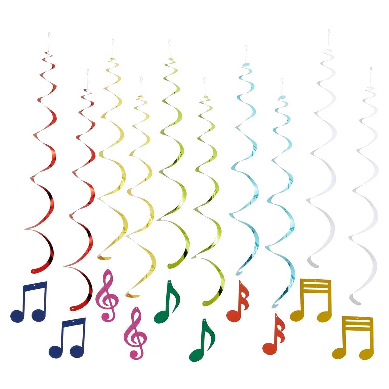 30 Pack Hanging Music Note Swirl Decorations for Kids Birthday, Classroom Party, 5 Colors (36.5 In)
